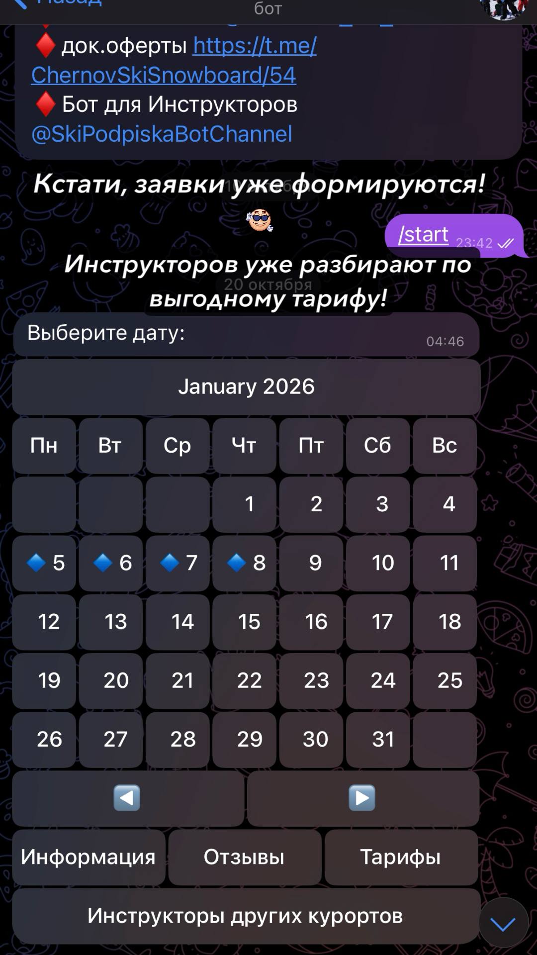 SkiOrganaizerBot в деле